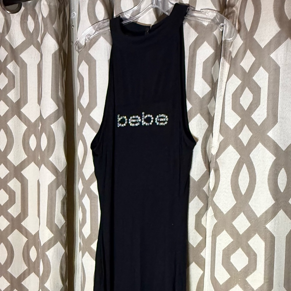 Bebe Black Dress with Logo Detail Size Large 0108